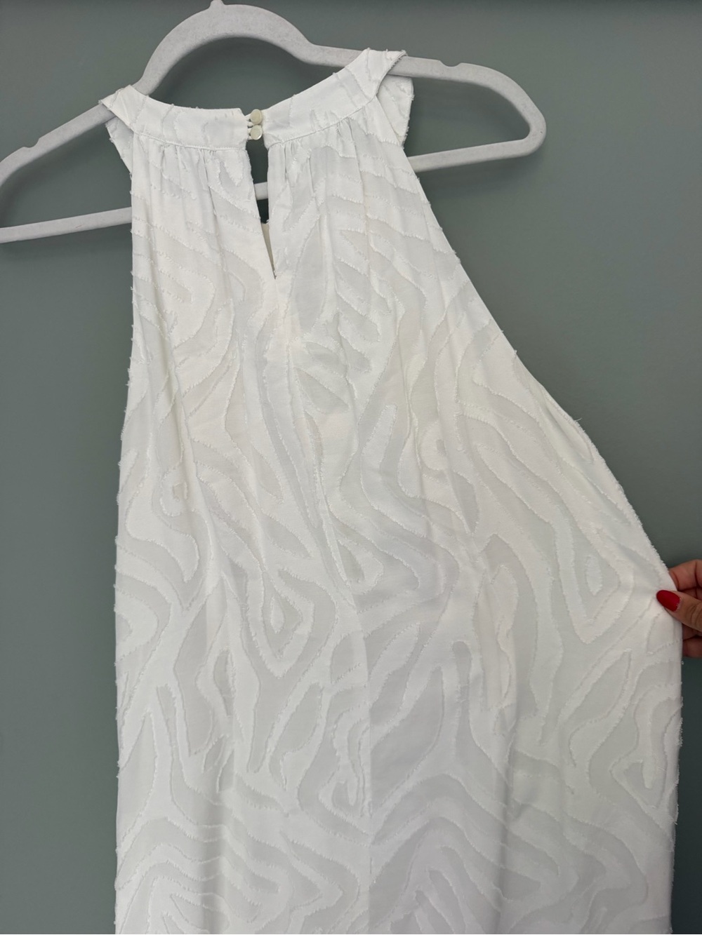 J. McLaughlin Zebra Jacquard Burnout White Halter Sleeveless Maxi Dress - Picture 10 of 16